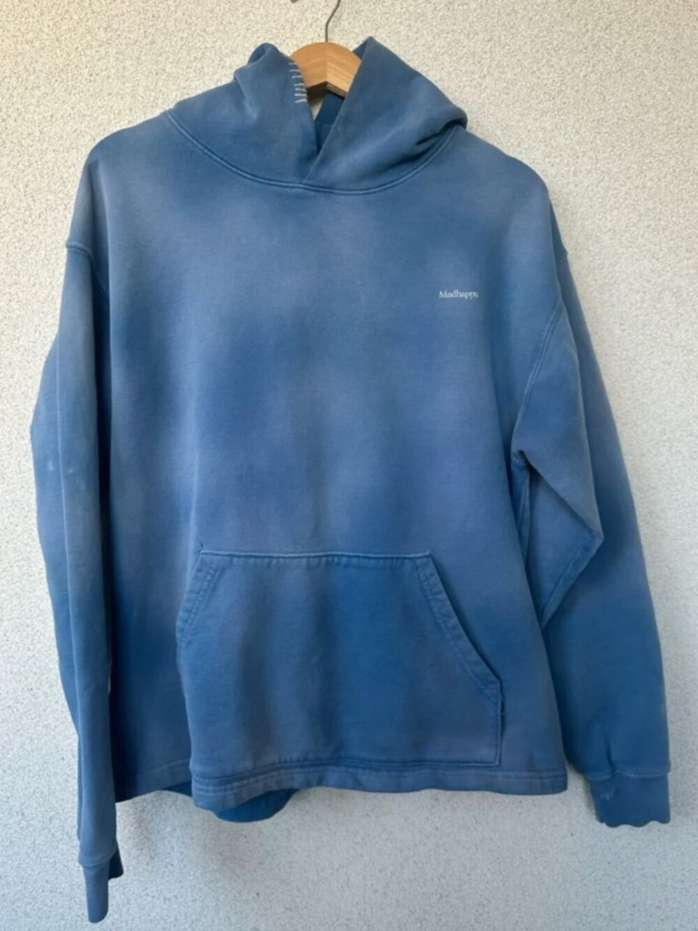 Madhappy Core Hoodie, Steel Blue Pullover, Large